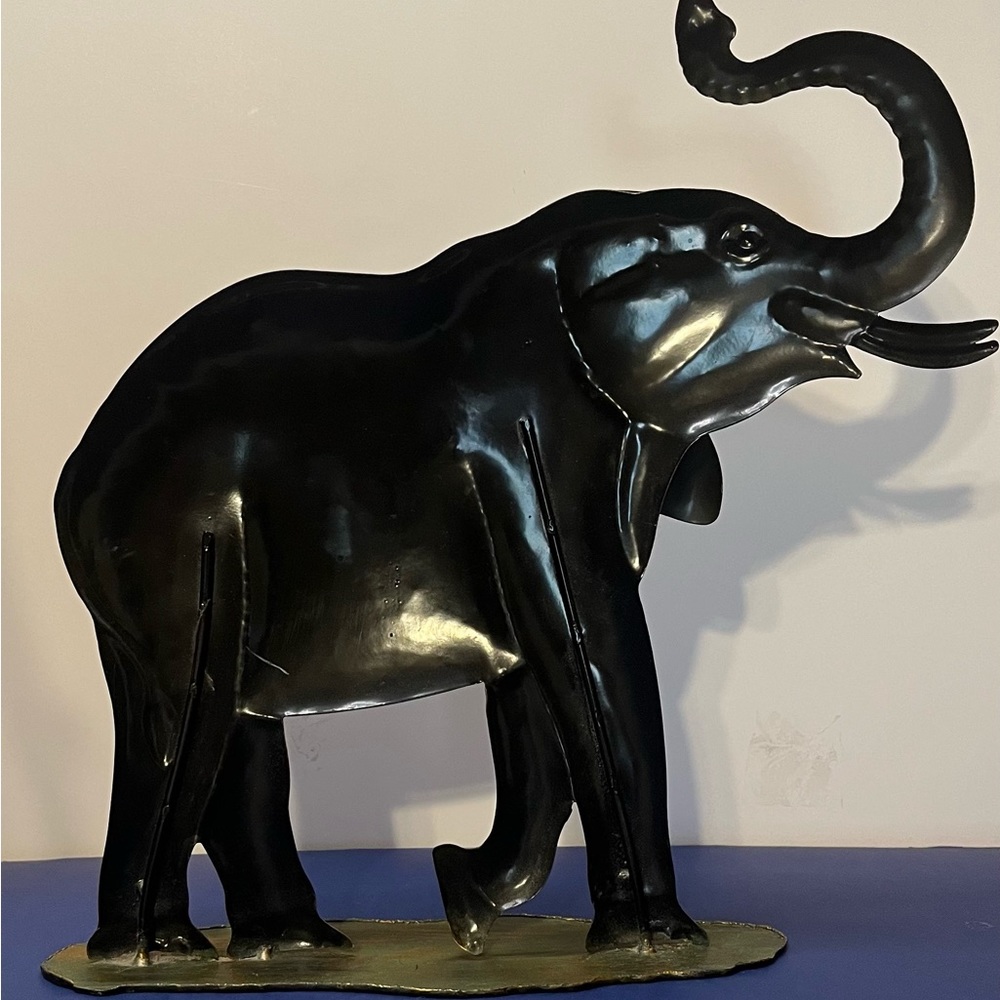 Metal Gold Tone Elephant 11” tall - Picture 2 of 3